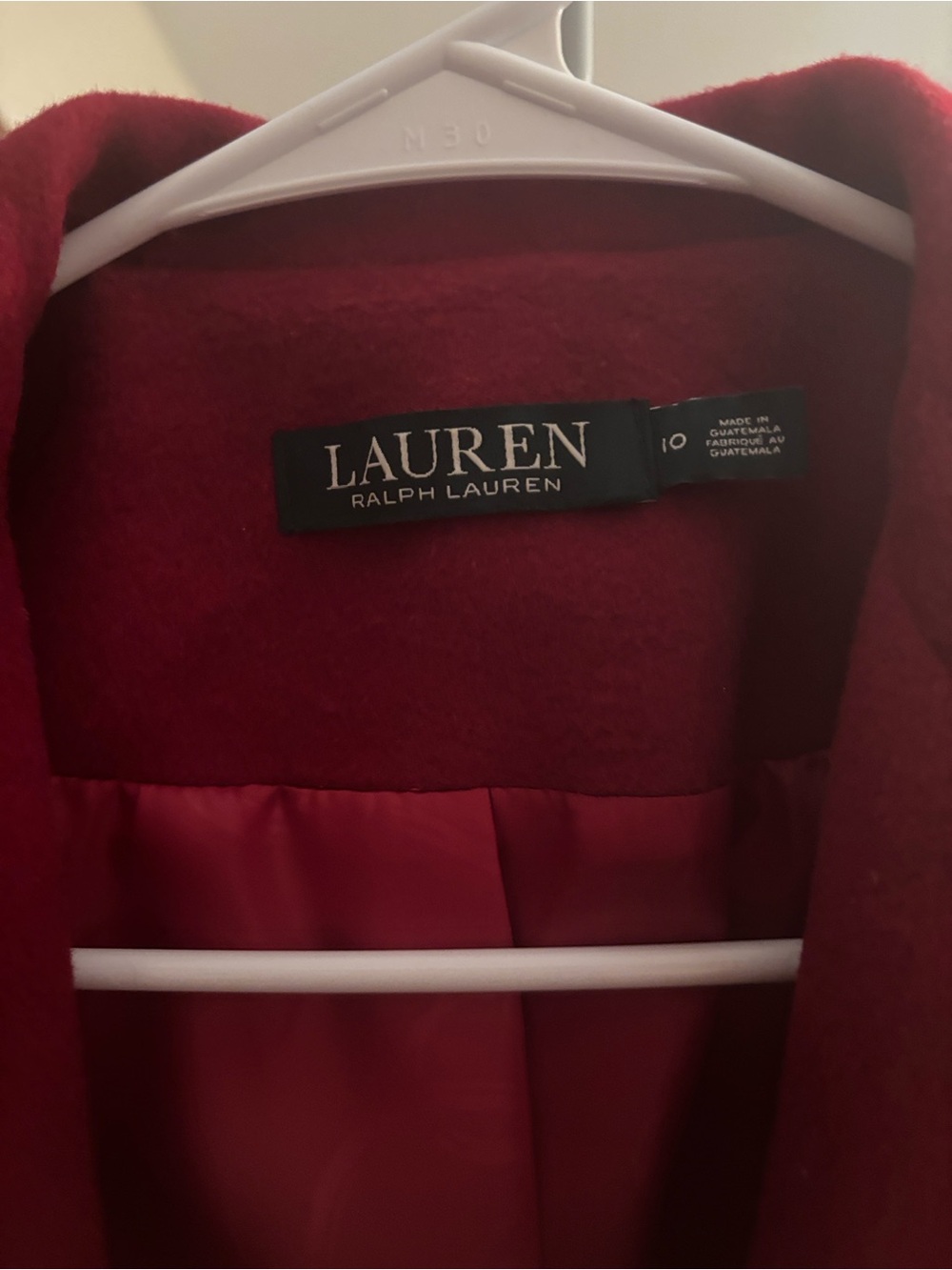 Lauren Ralph Lauren Crimson Red Wool Pea Coat